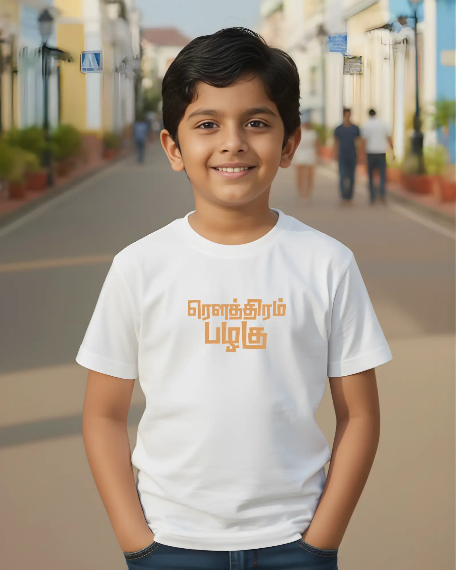 Kids Round Neck Rowthiram Pazhagu - White - image 1
