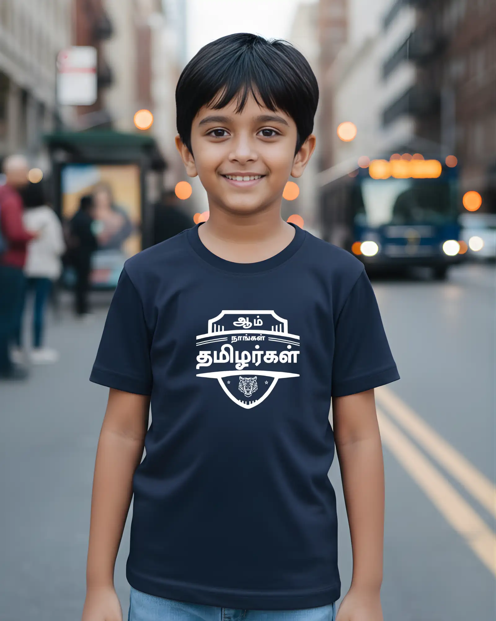 Kids Round Neck Aam Naangal Tamilargal-Navy Blue - image 1