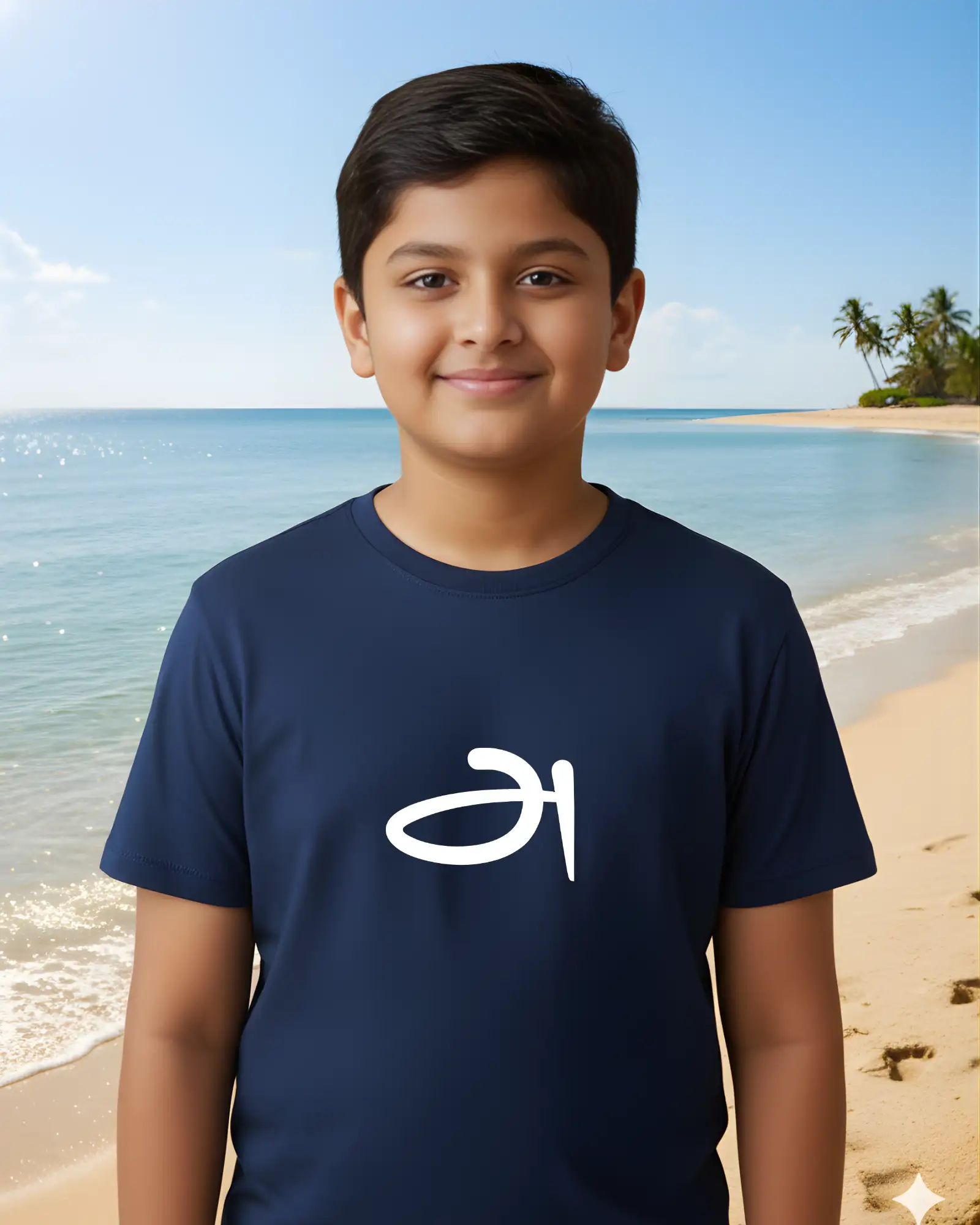 AAH Kids Round Neck TShirts-Navy Blue - image 1