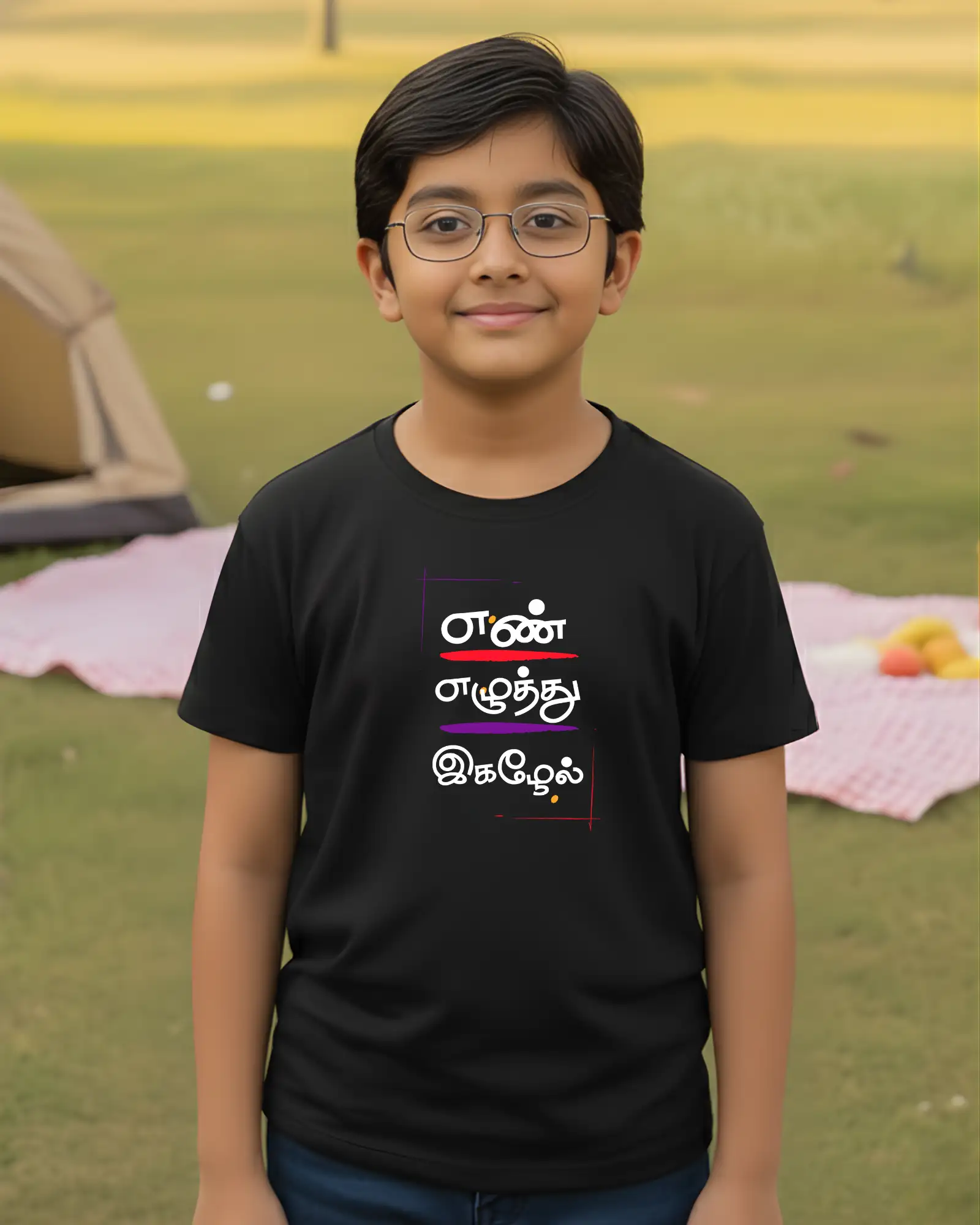 Kids Round Neck Enn Ezhuthu Igazhlel-Black - image 1
