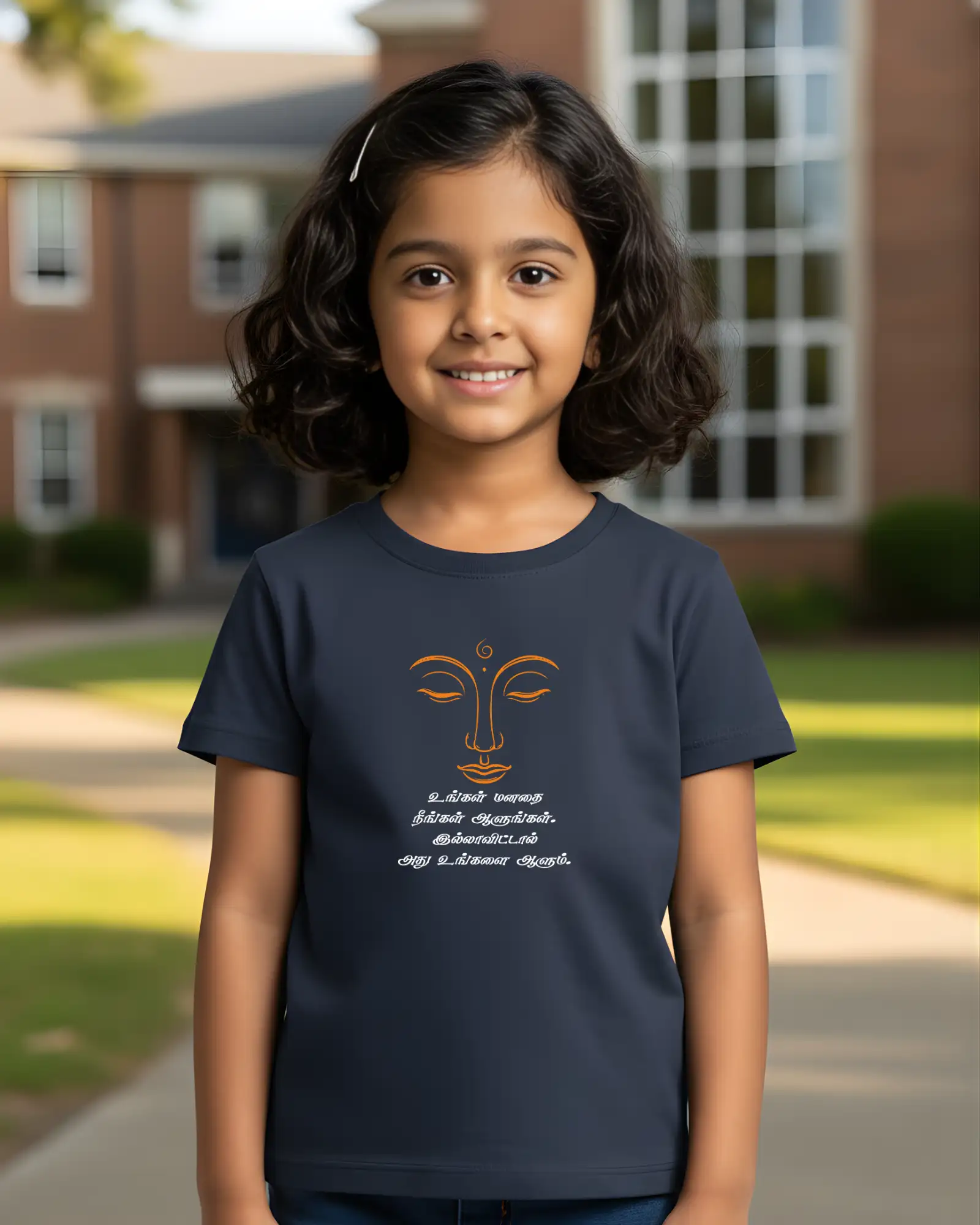 Kids Round Neck - Ungal Manadhai Neengal Aalungal - Navy Blue - image 1