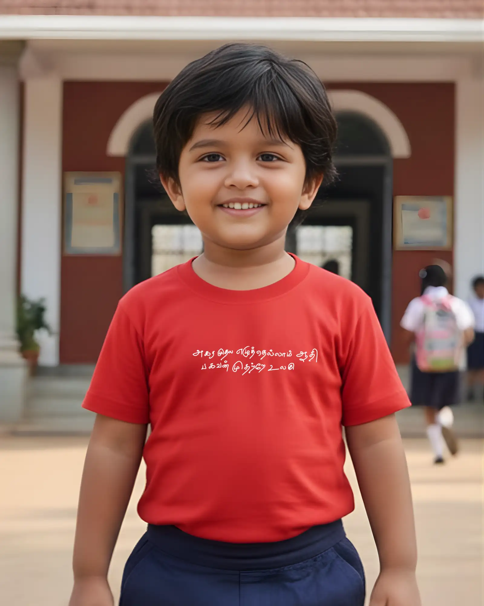 Kids Round Neck Agara Mudhala - Kural-Red - image 1