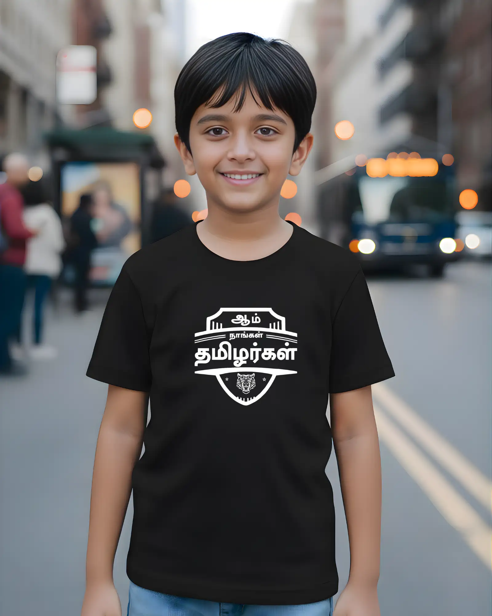 Kids Round Neck Aam Naangal Tamilargal-Black - image 1
