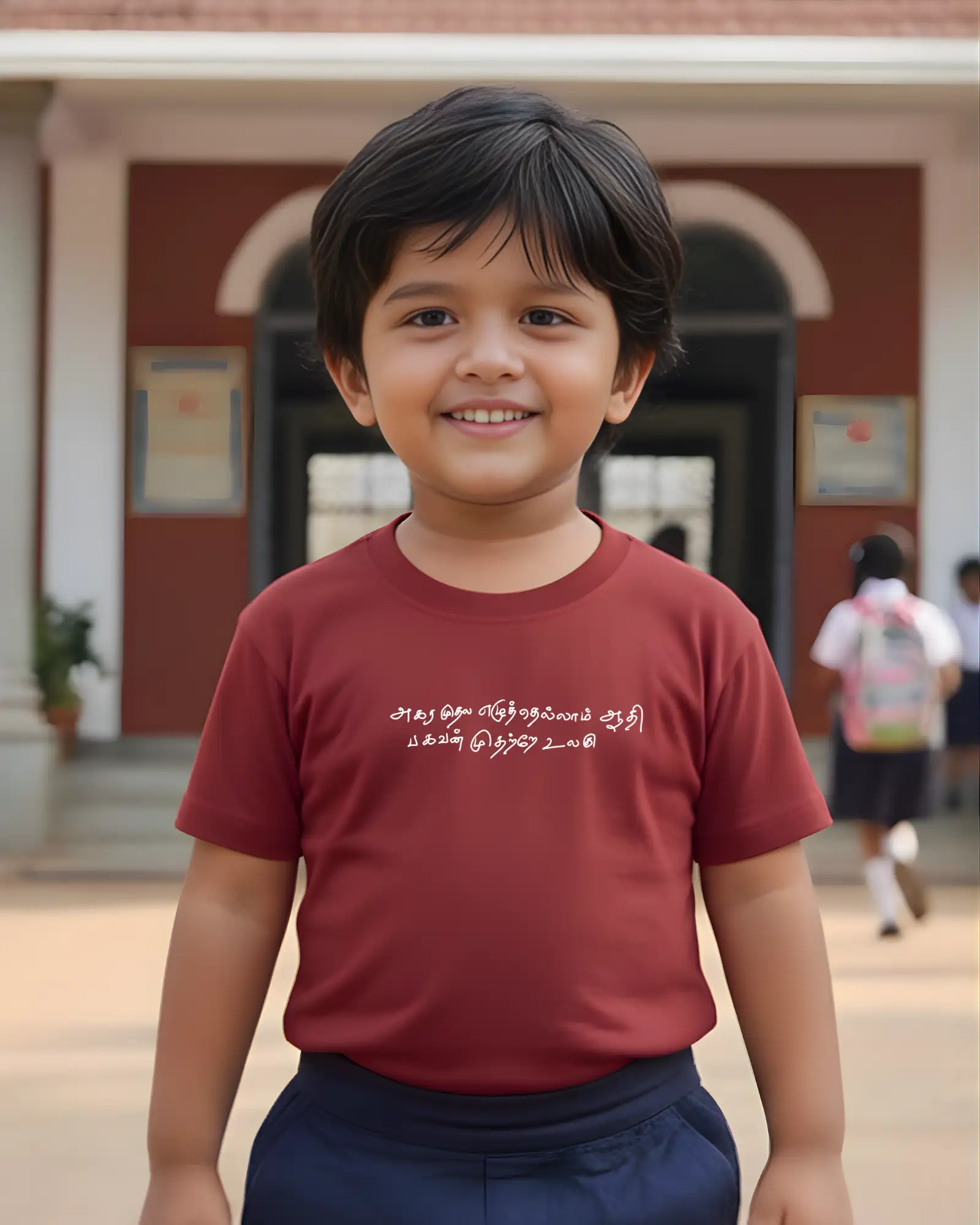 Kids Round Neck Agara Mudhala - Kural-Maroon - image 1