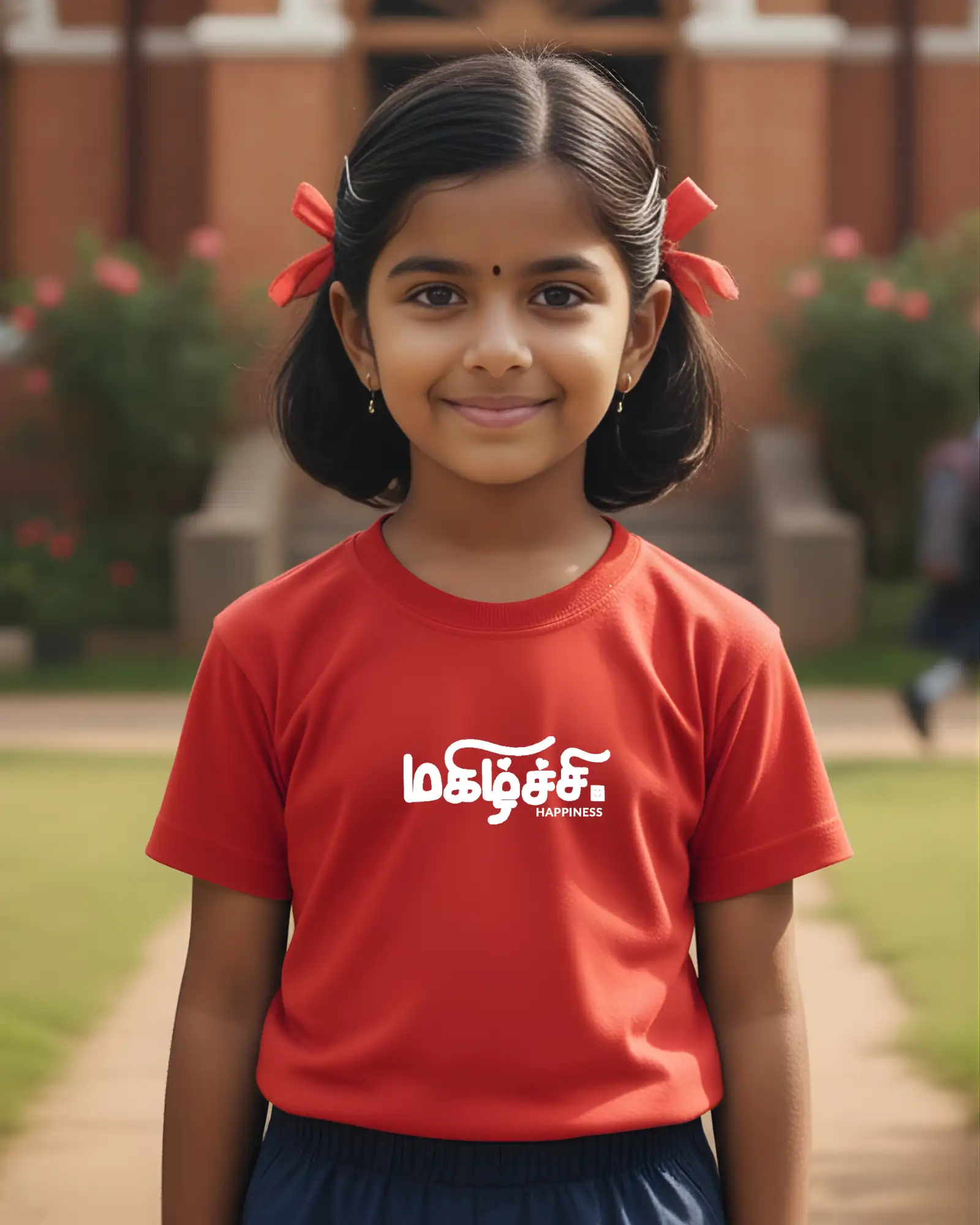 Kids Round Neck Magizhchi-Red - image 1