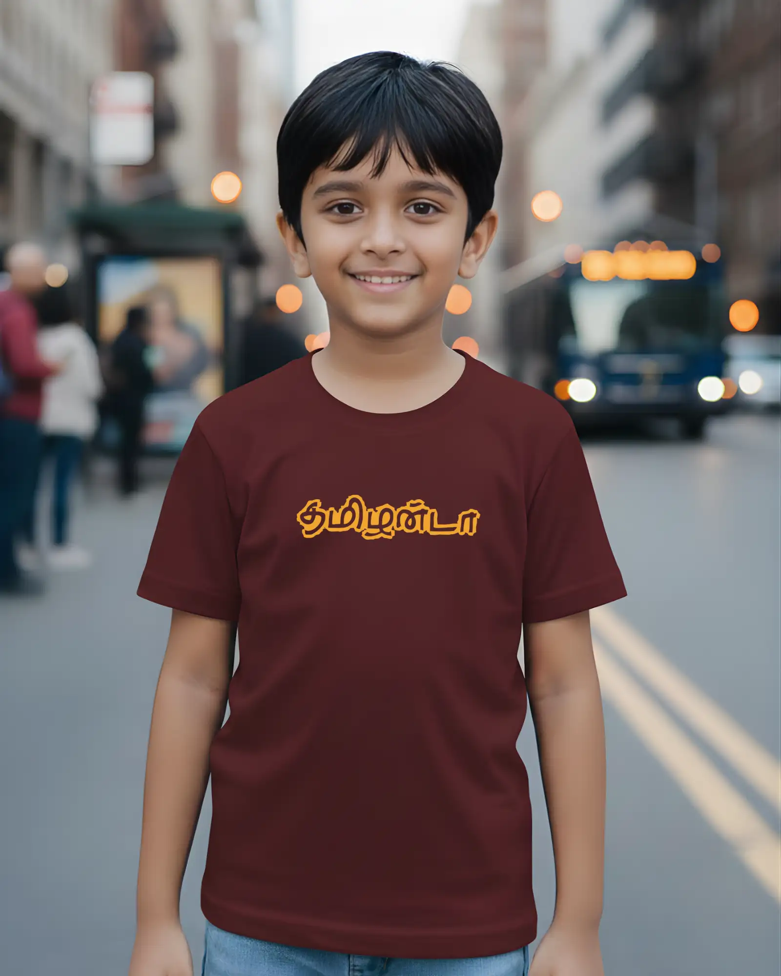 Kids Round Neck Tamilanda-Maroon - image 1