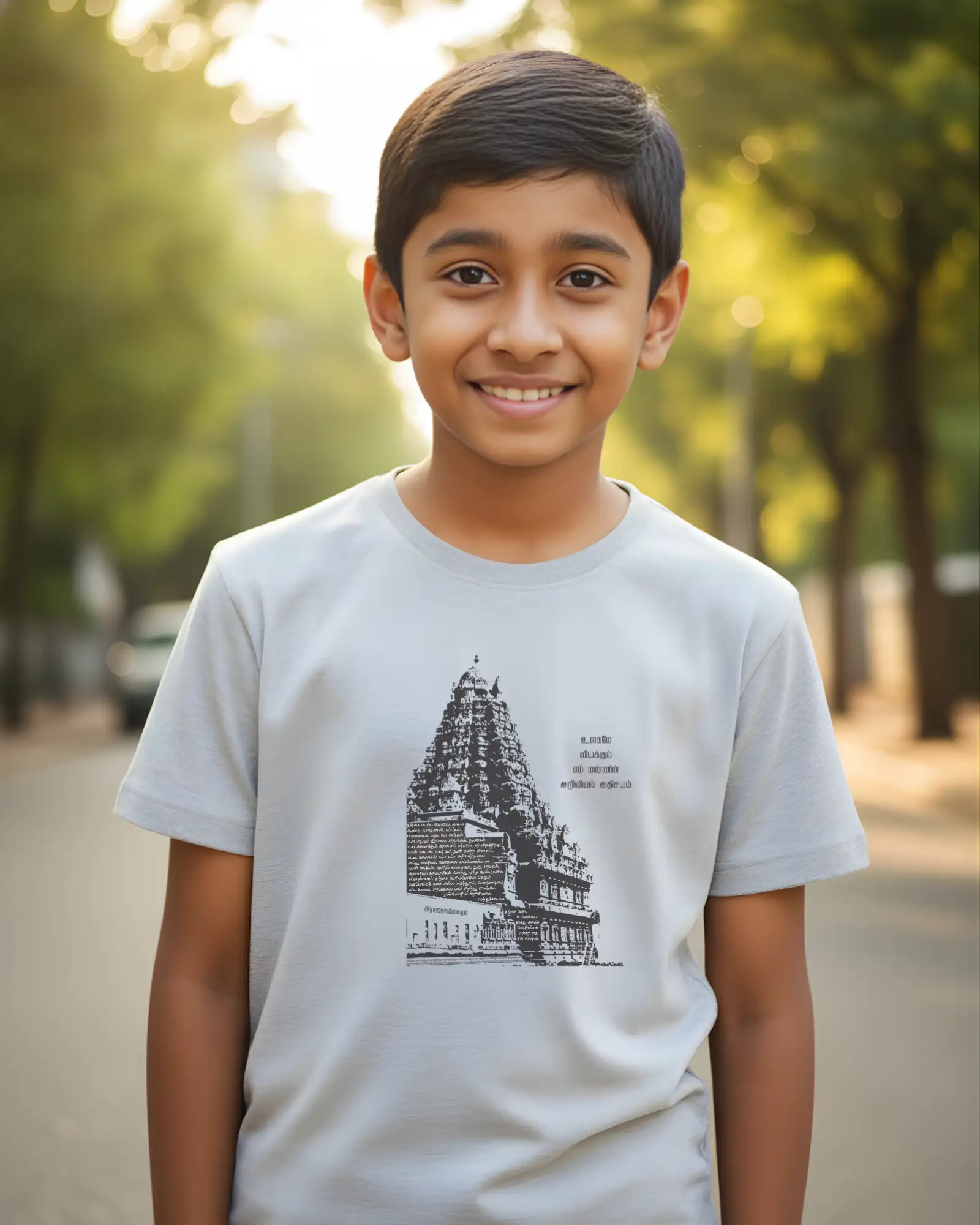 Temple Kids Round Neck TShirts -Grey Melange - image 1