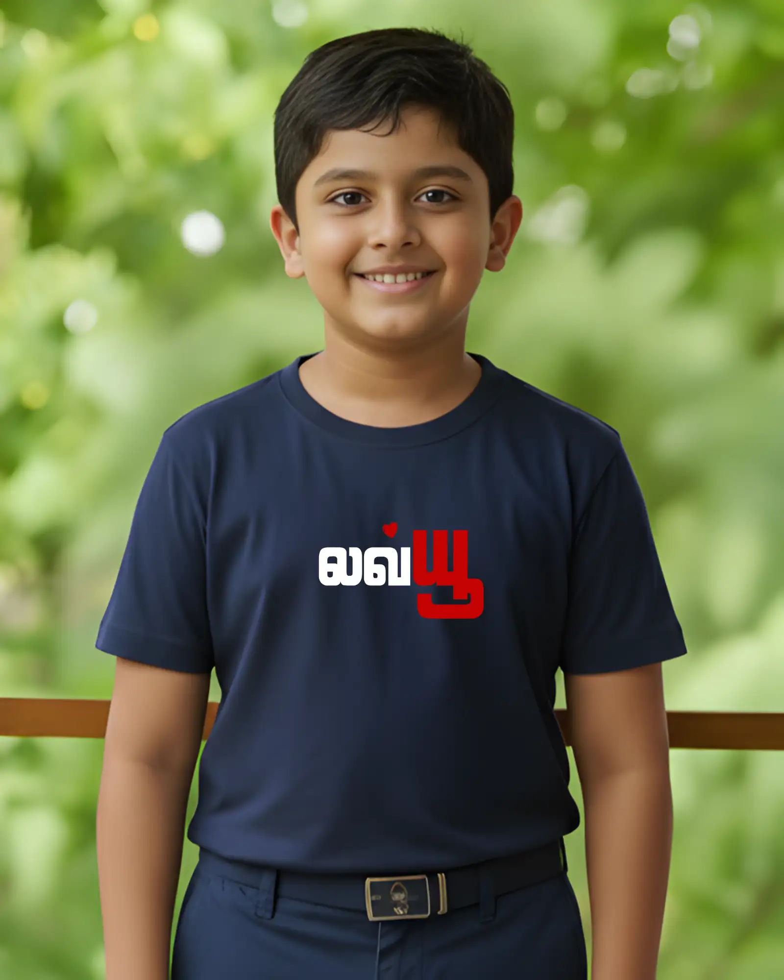 Kids Round Neck Love You - Navy-Blue - image 1