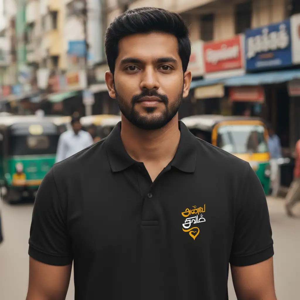 அன்பே சிவம் Polo Collar T-shirt Black image 1