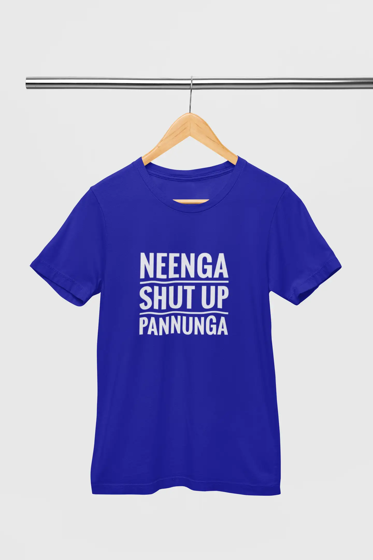 Neenga Shut Up Pannunga Round Neck Royal Blue image 1