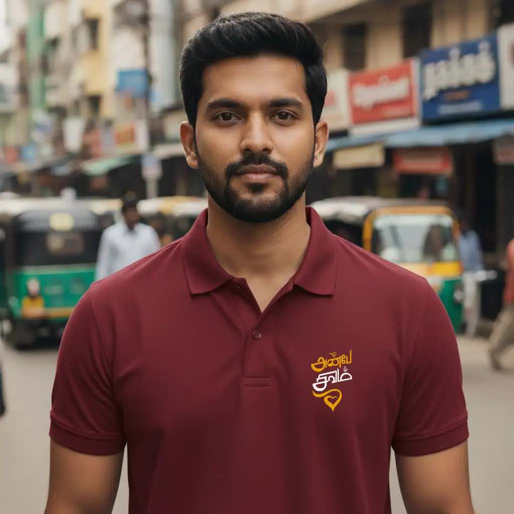 அன்பே சிவம் Polo Collar T-shirt Maroon image 1
