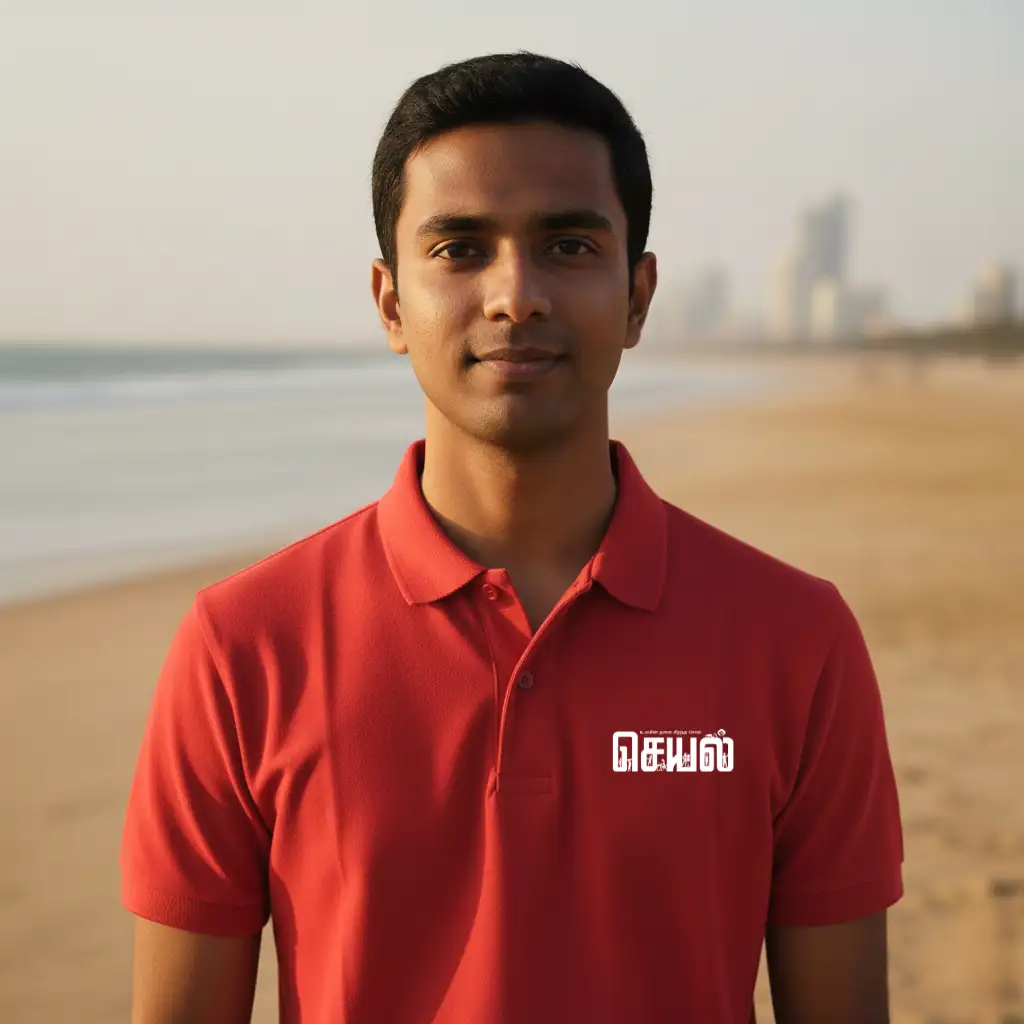 செயல் Polo Collar T-shirt Red image 1