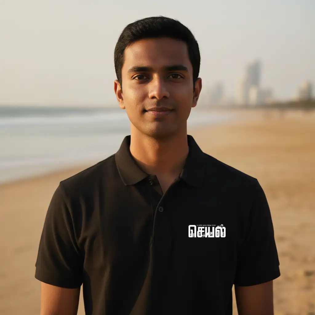 செயல் Polo Collar T-shirt Black image 1