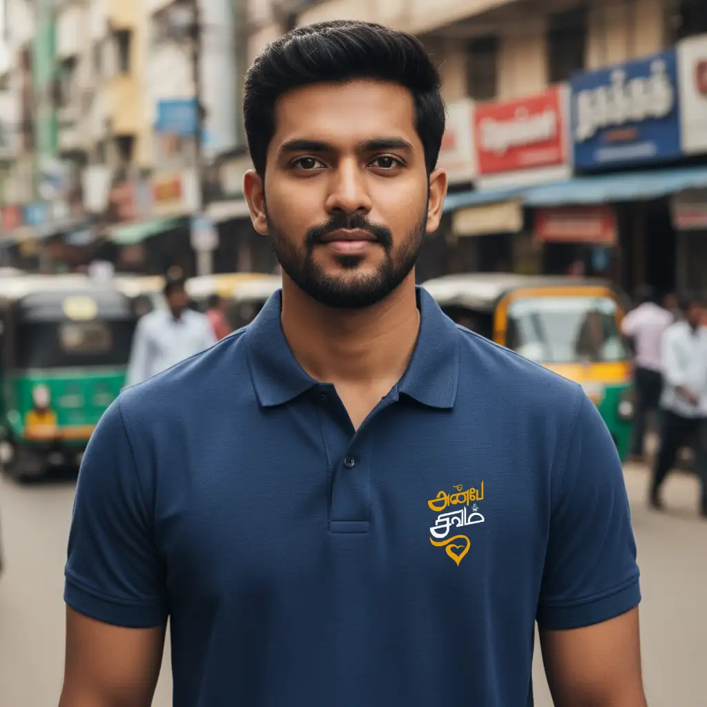 அன்பே சிவம் Polo Collar T-shirt Navy Bule image 1