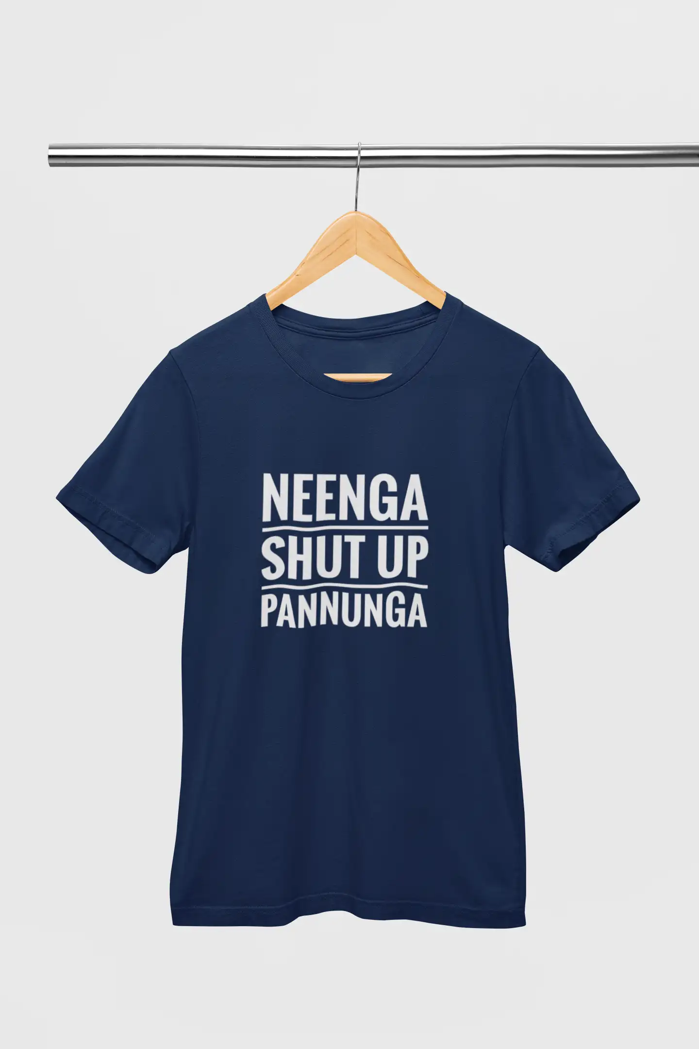 Neenga Shut Up Pannunga Round Neck Navy Blue image 1