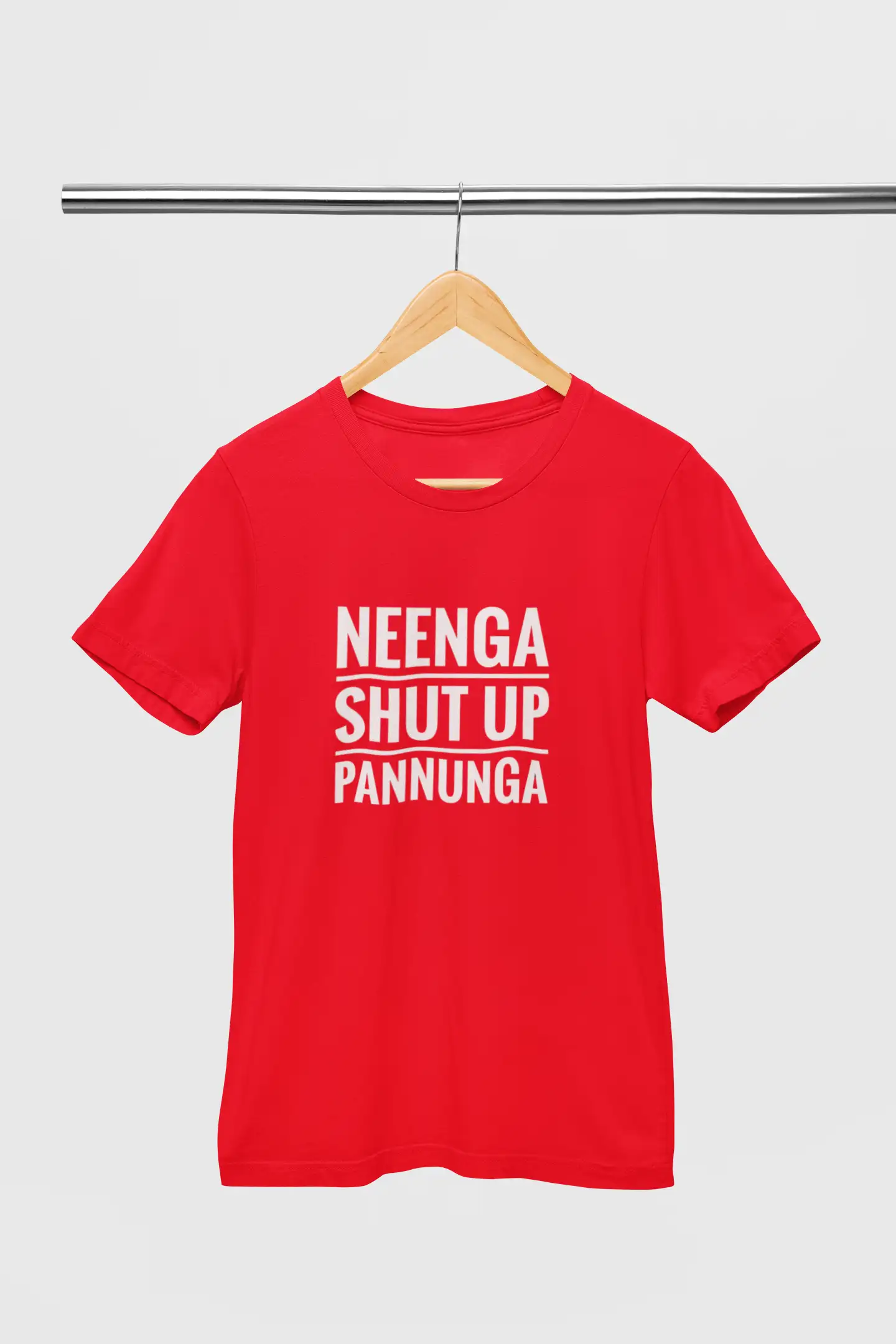 Neenga Shut Up Pannunga Round Neck Red image 1