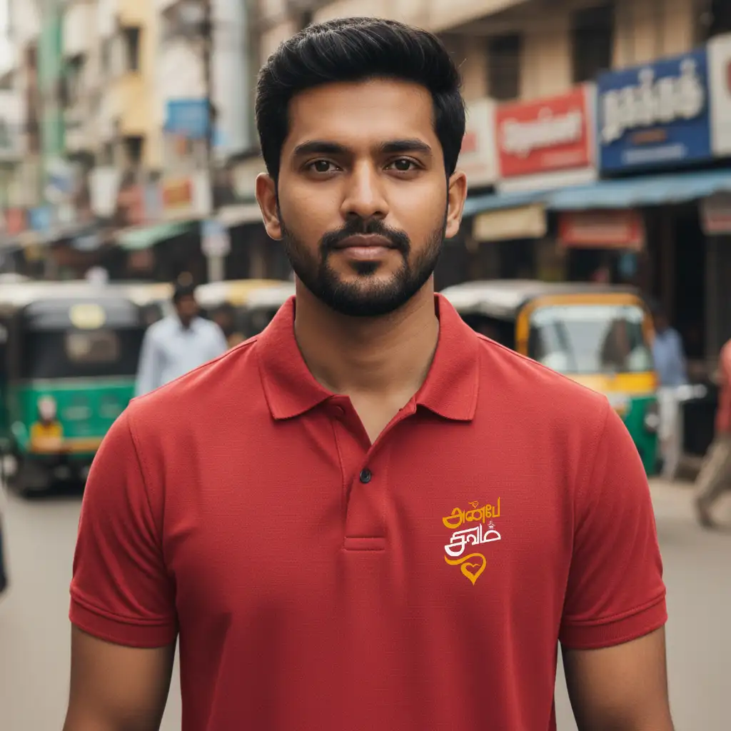 அன்பே சிவம் Polo Collar T-shirt Red image 1