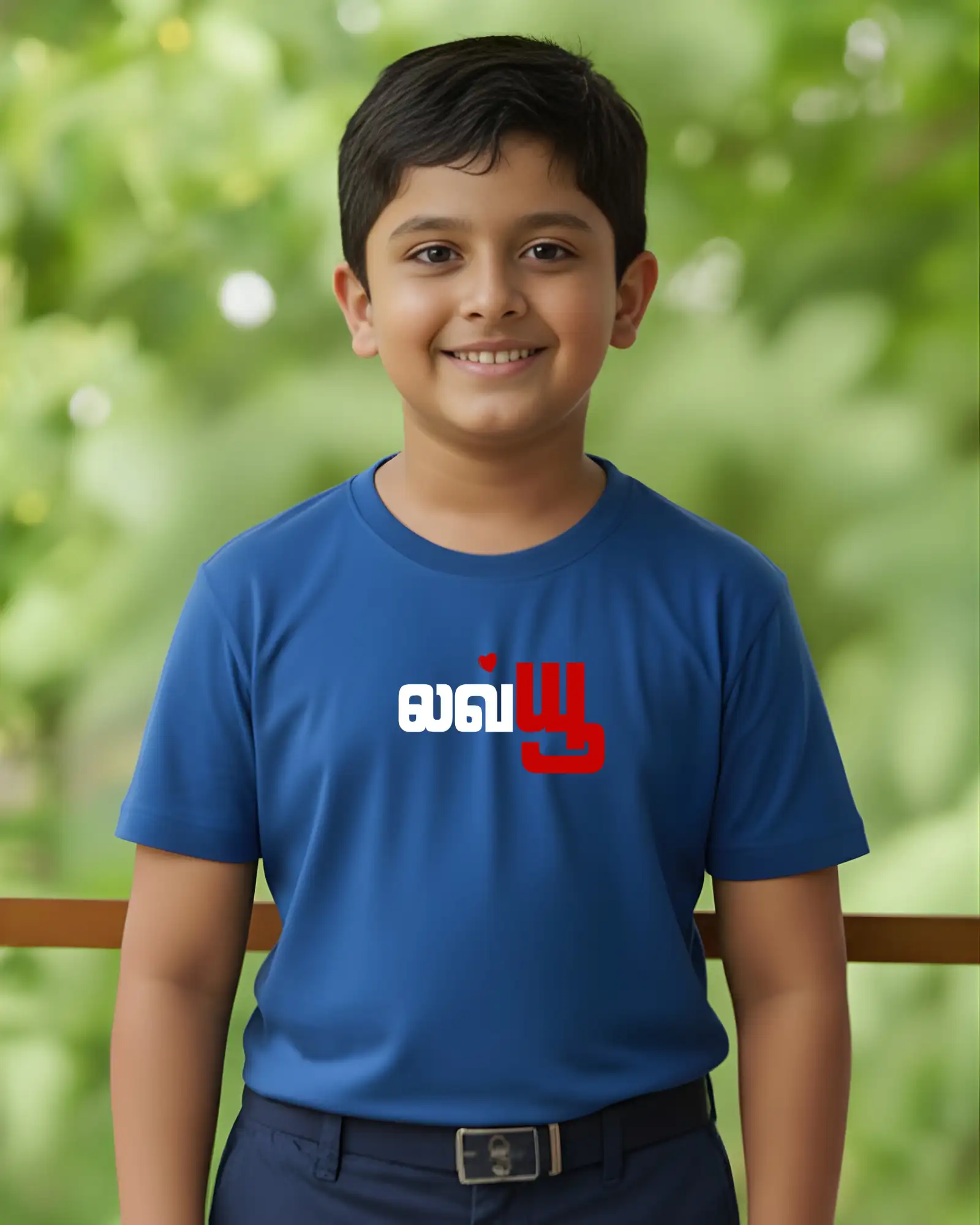 Kids Round Neck Love You - Royal-Blue - image 1