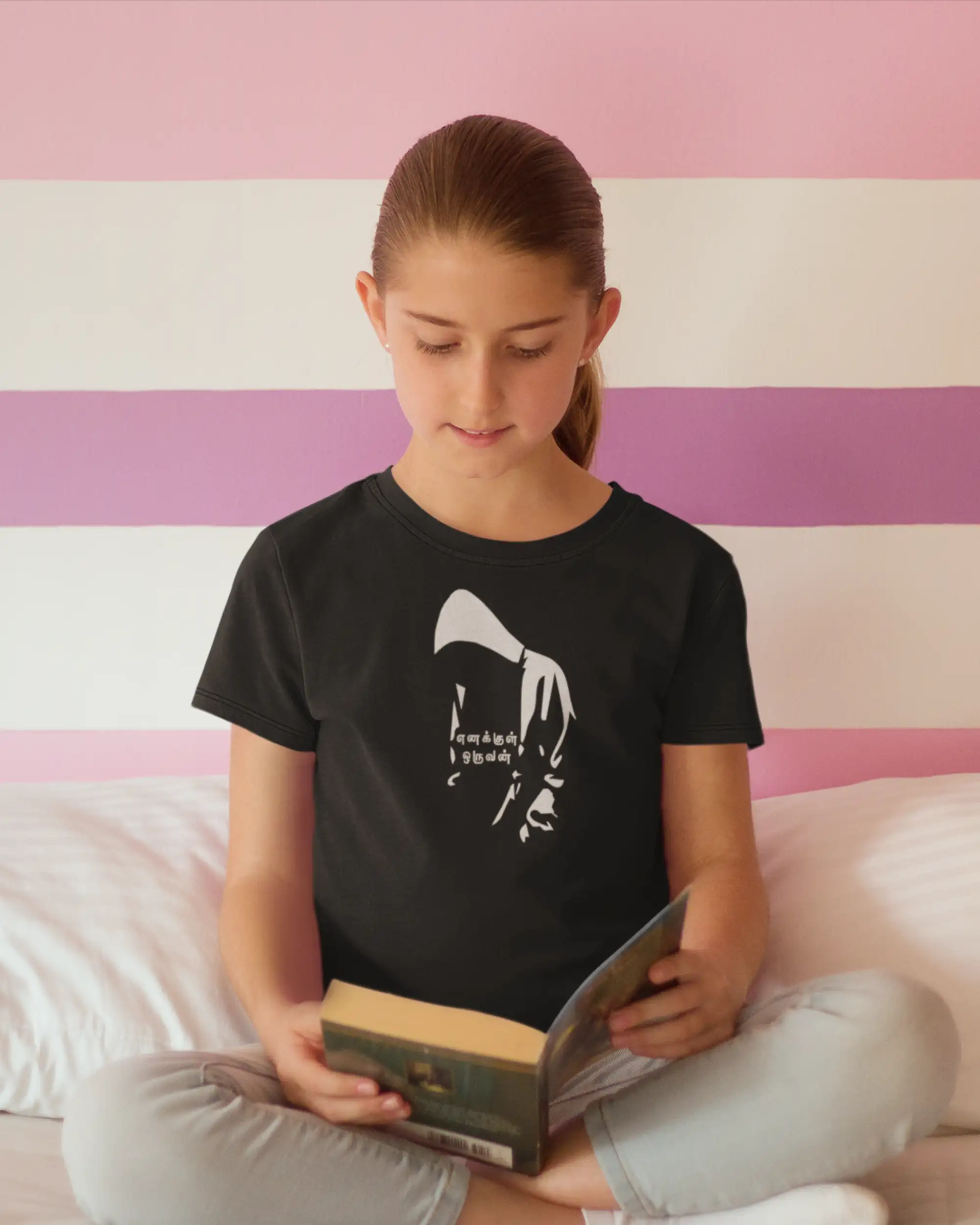 Kids Round Neck Enakkul Oruvan-Black - image 1