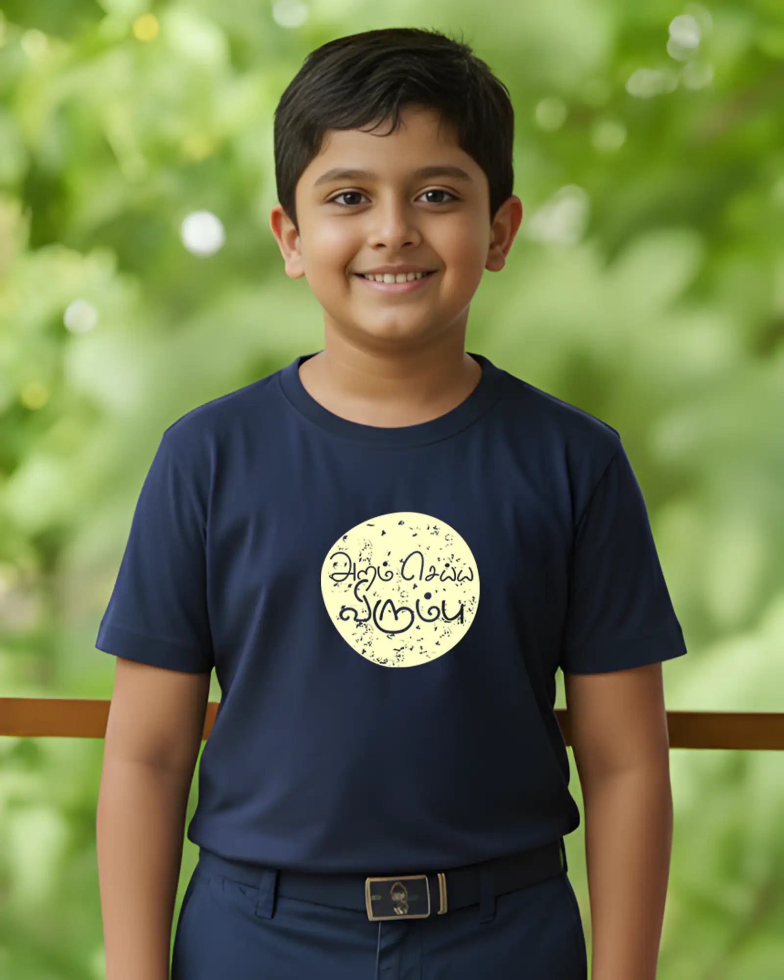 Kids Round Neck Aram Seiya Virumbu-Navy - image 1