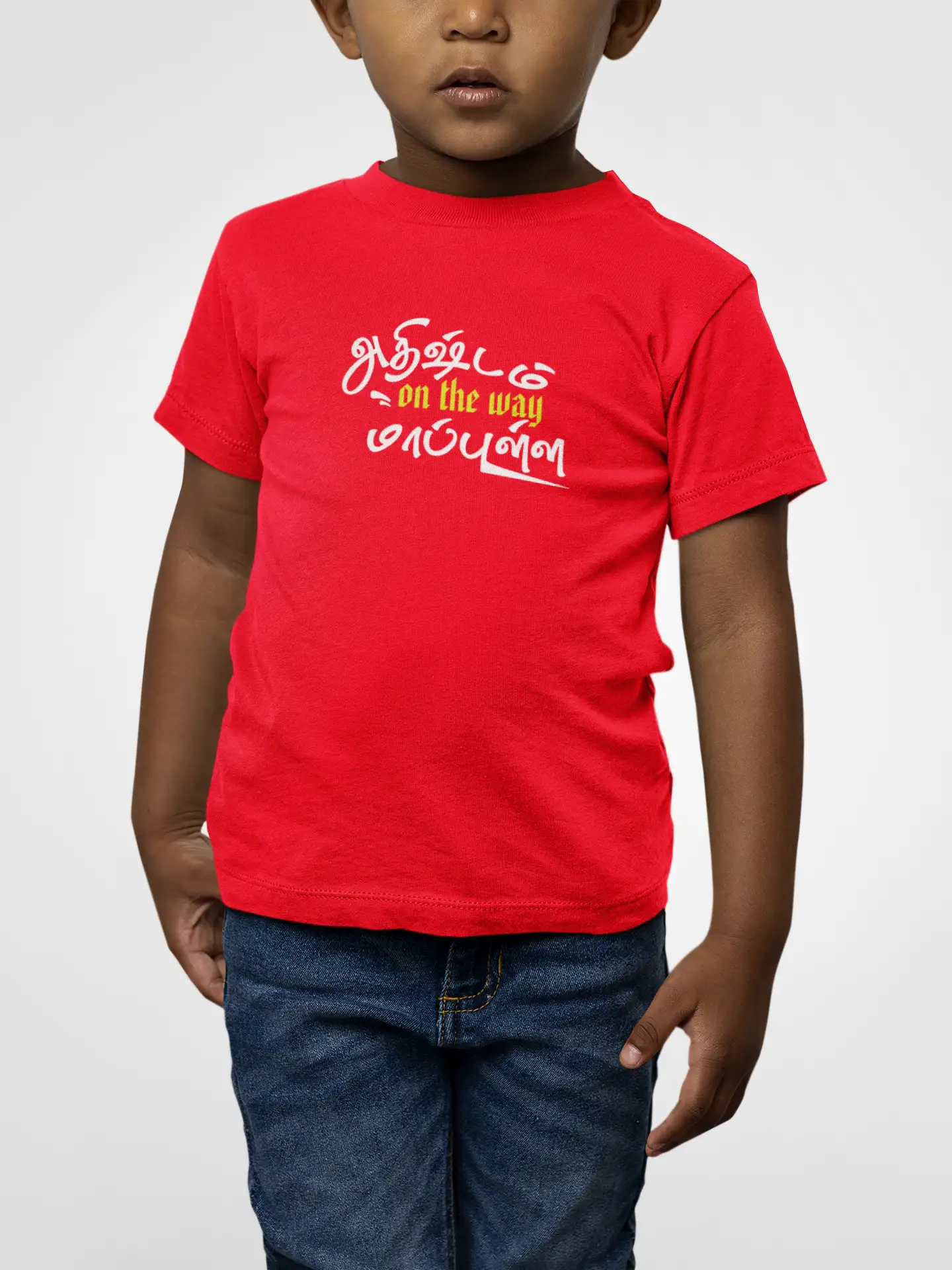 Kids Round Neck Adhirshtam On The Way Maapulla-Red - image 2