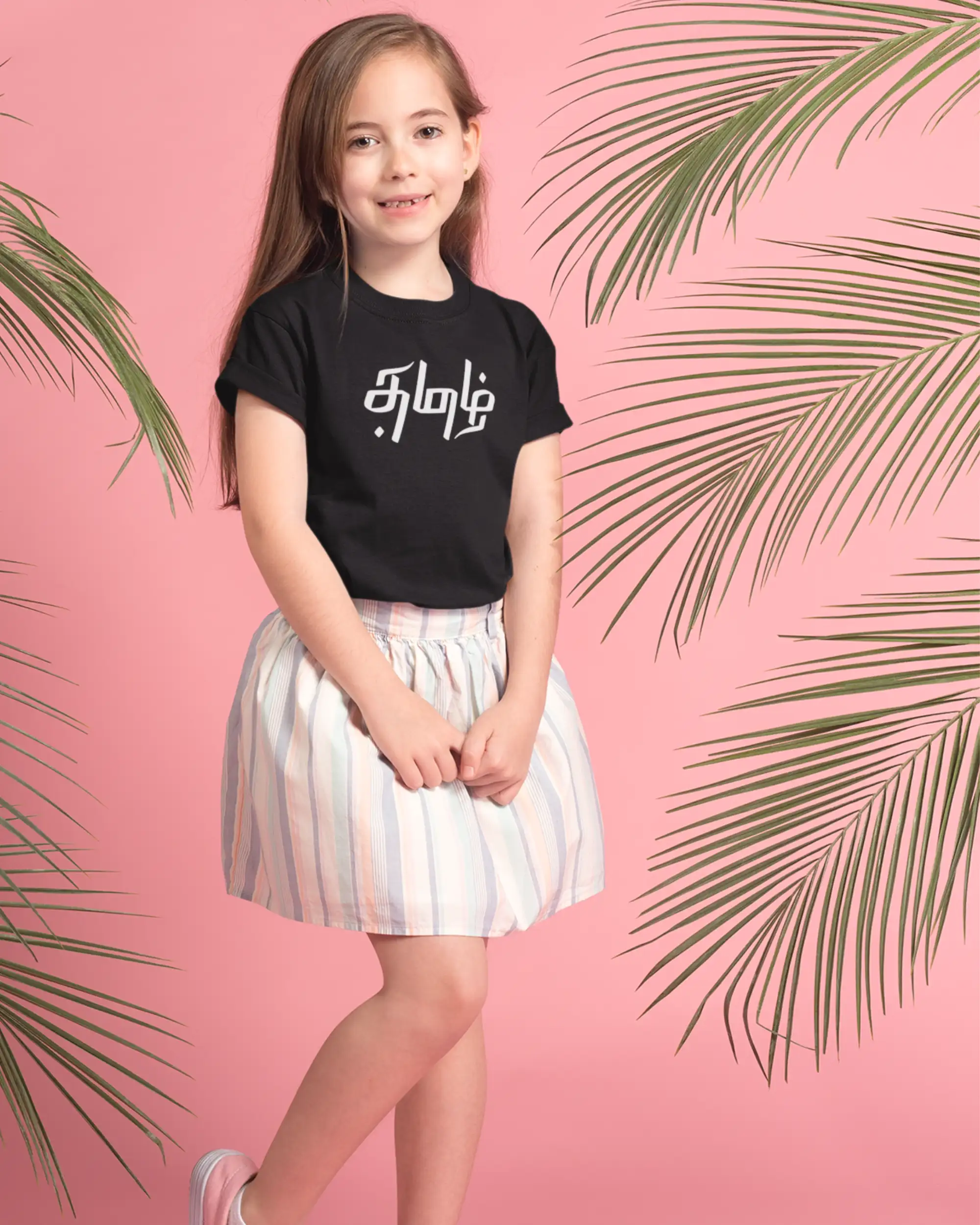 Tamil Kids Round Neck TShirts-Black - image 1