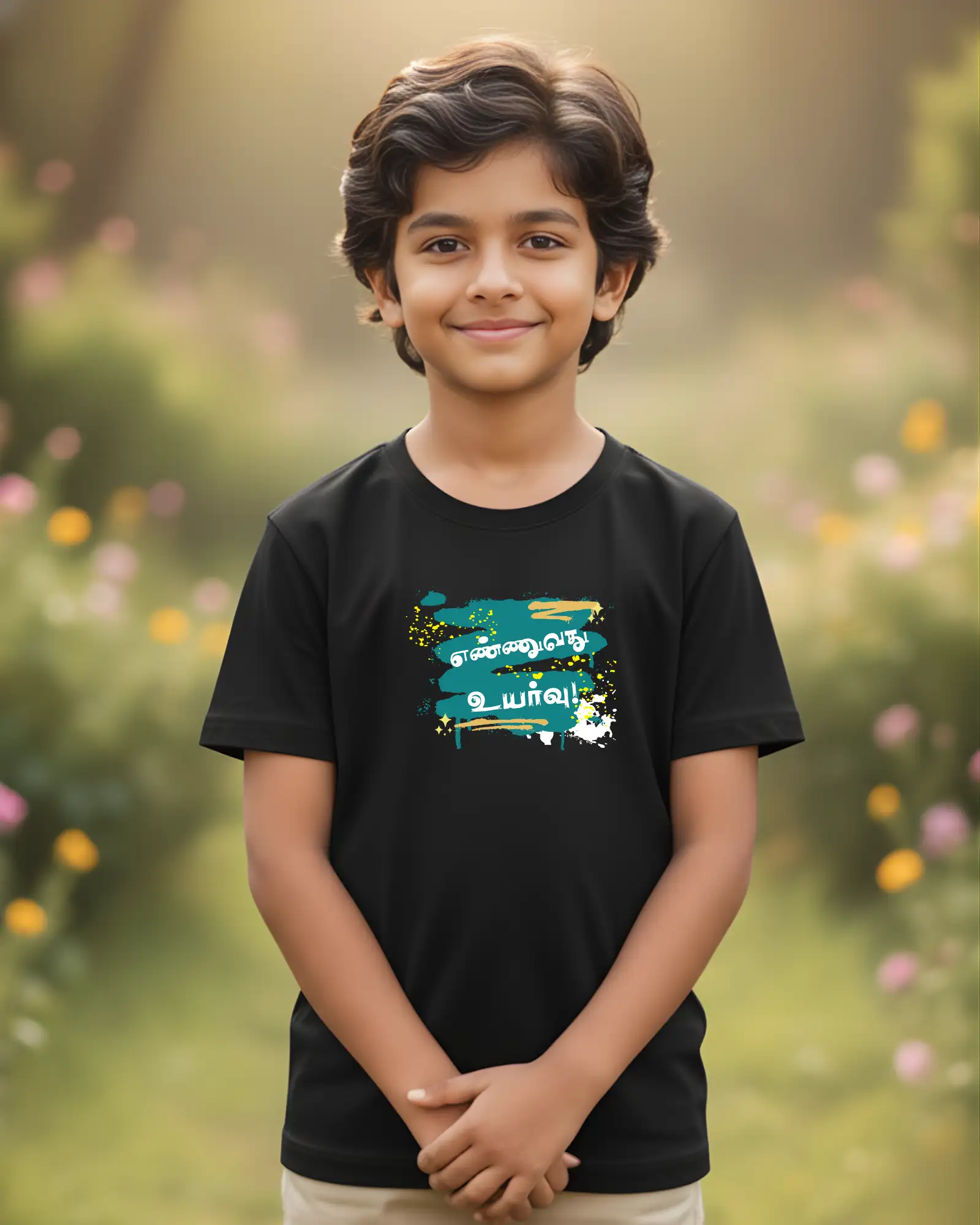 Kids Round Neck Ennuvathu Uyarvu-Black - image 1