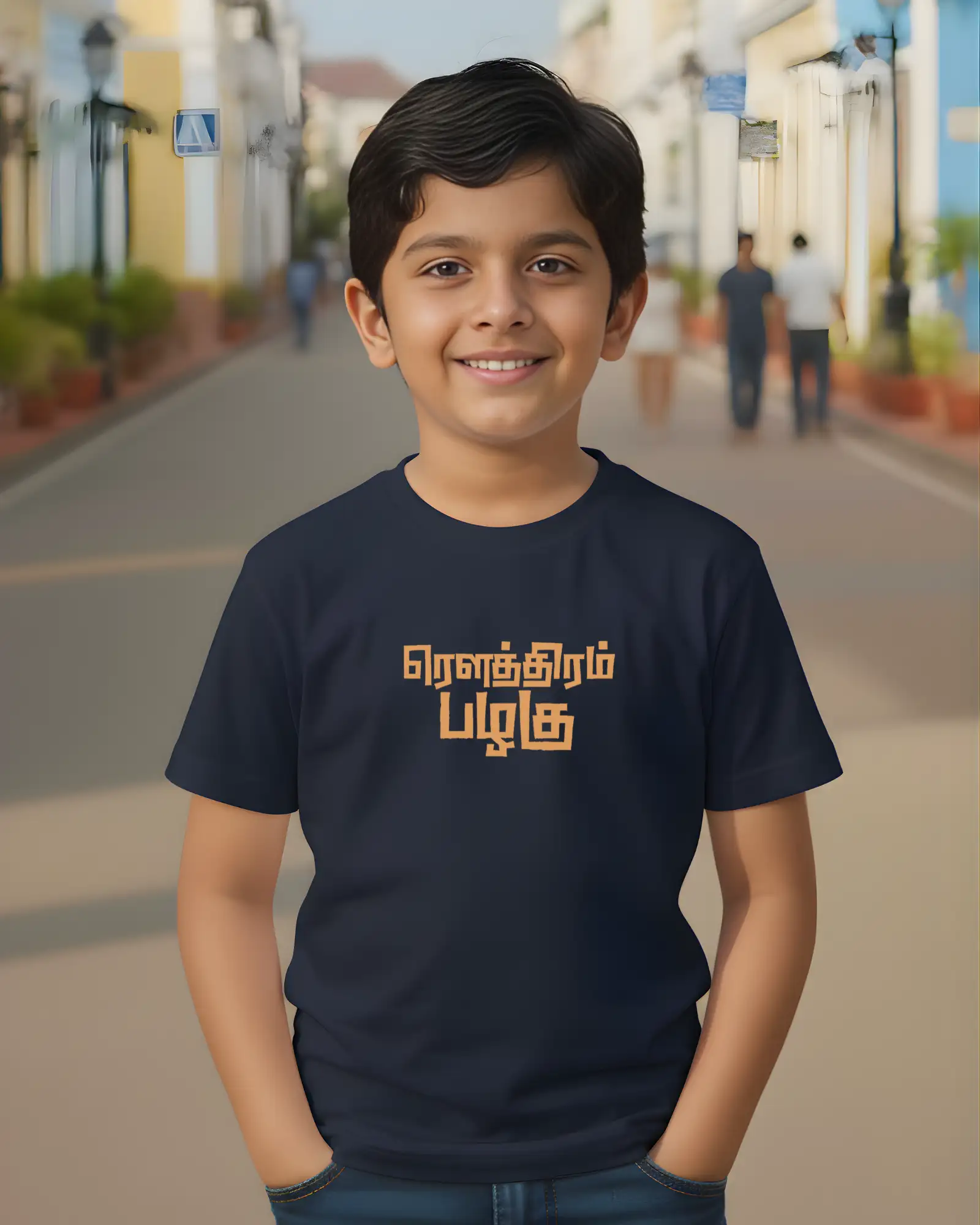 Kids Round Neck Rowthiram Pazhagu - NavyBlue - image 1
