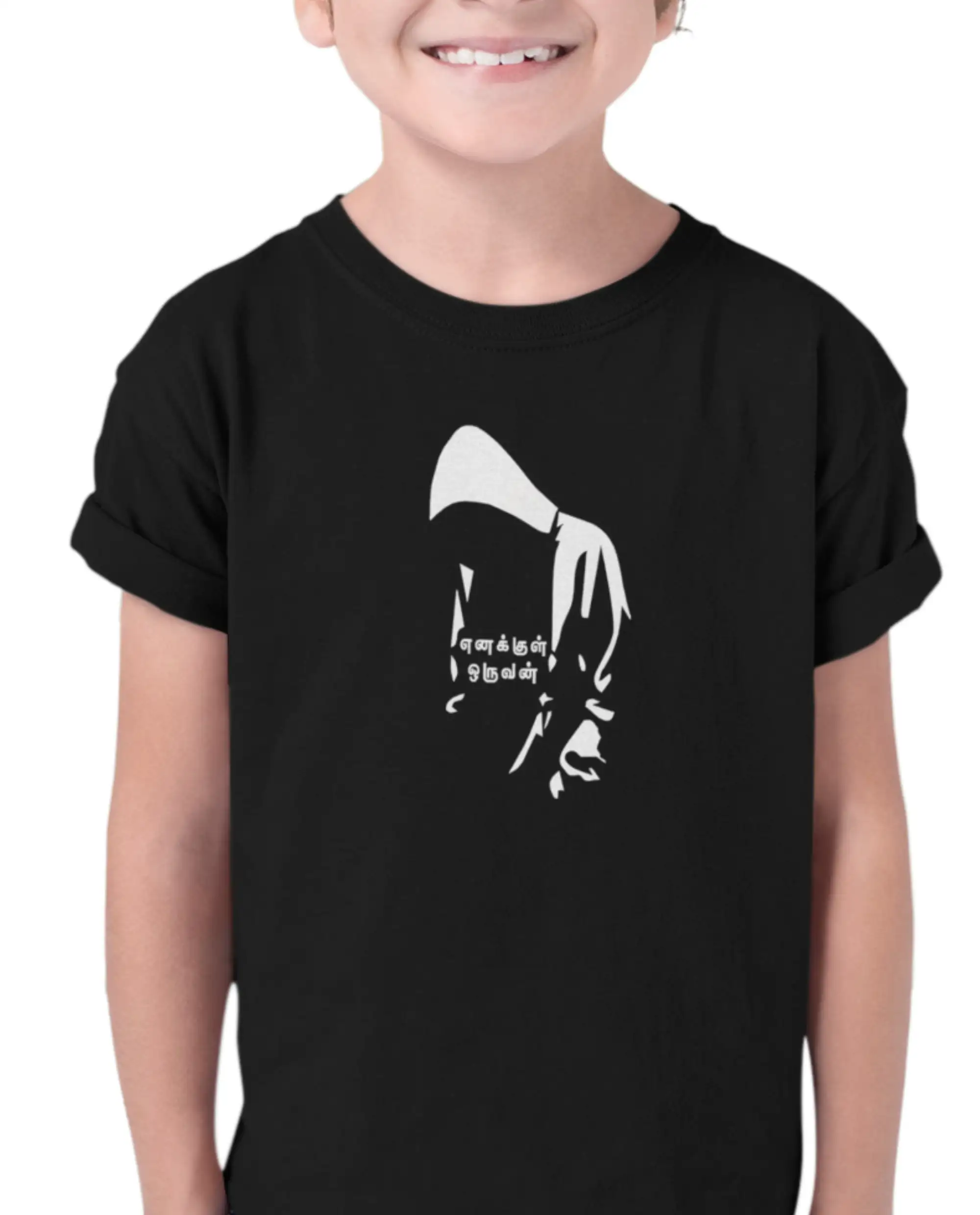 Kids Round Neck Enakkul Oruvan-Black - image 2