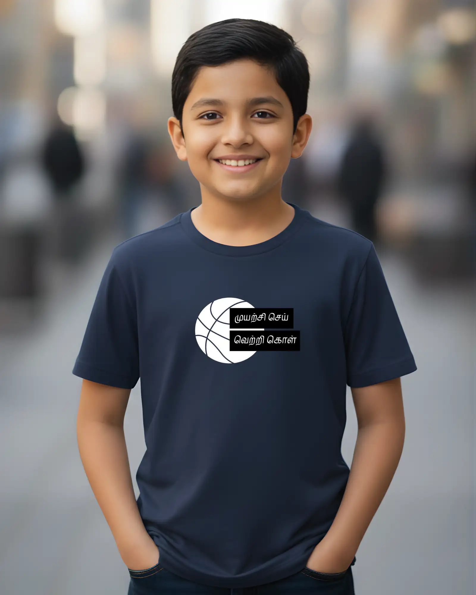 Kids Round Neck Muyarchi Sei, Vetri Kol - NavyBlue - image 1