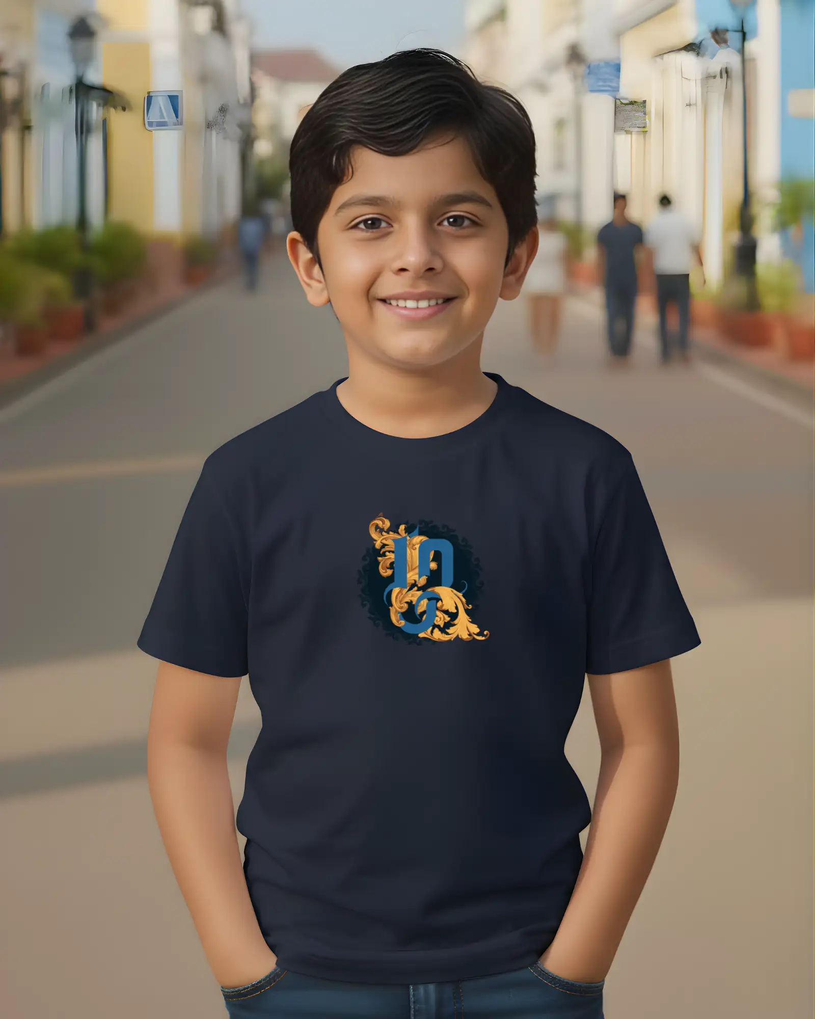 Kids Round Neck Zhal - Navy - image 2