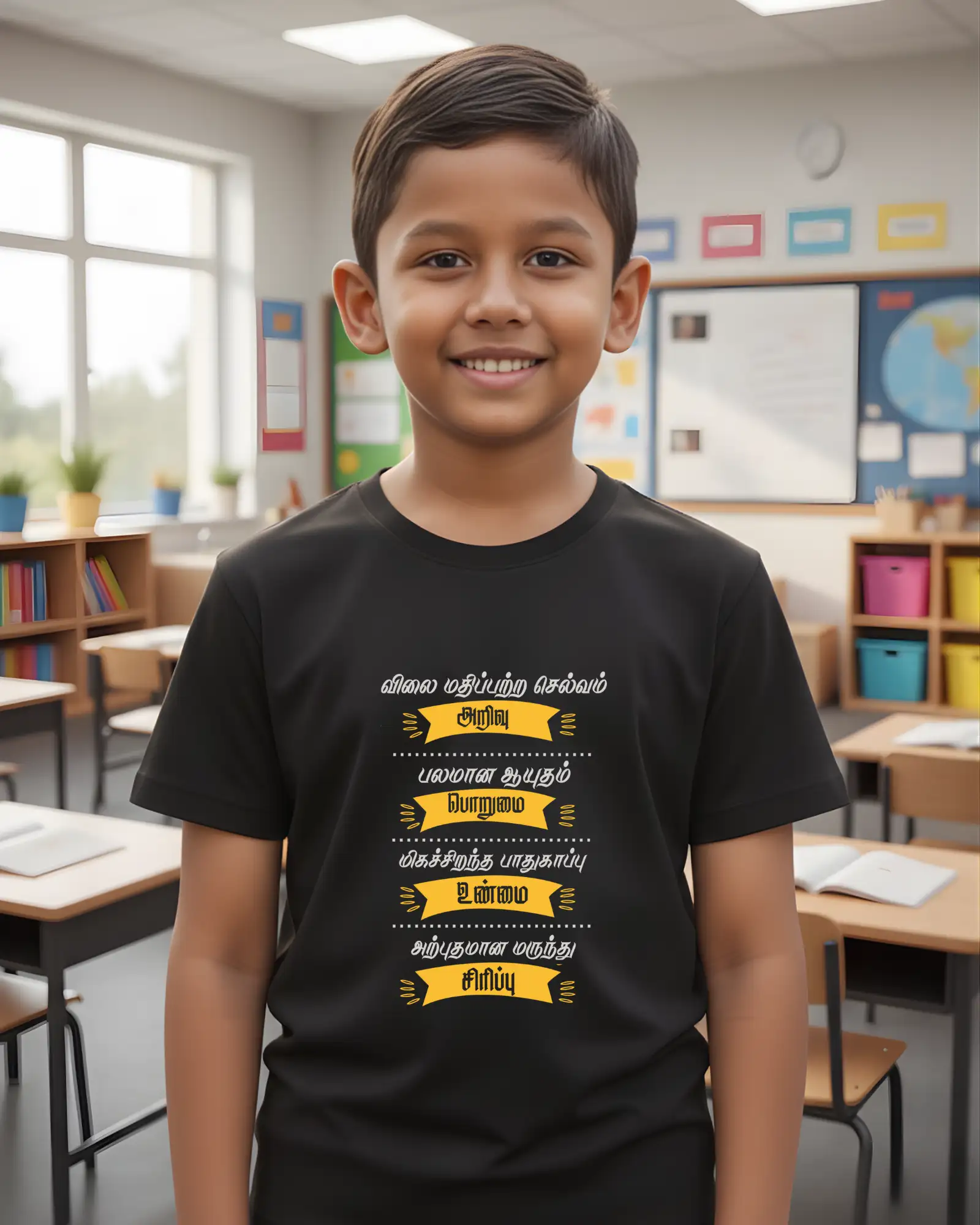 Kids Round Neck - Vilai Mathipetra Selvam - Black - image 1