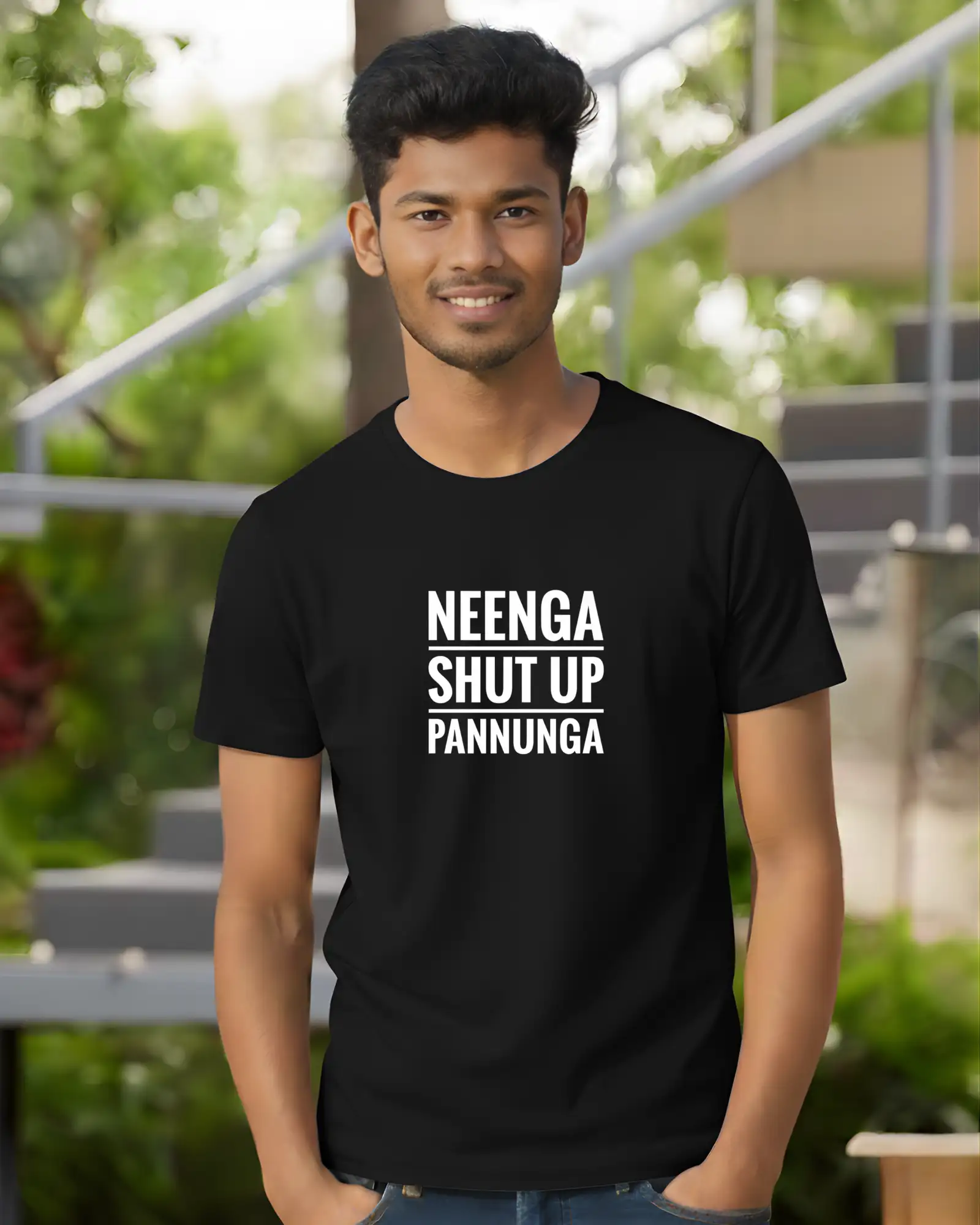 Neenga Shut Up Pannunga Round Neck Black - image 1