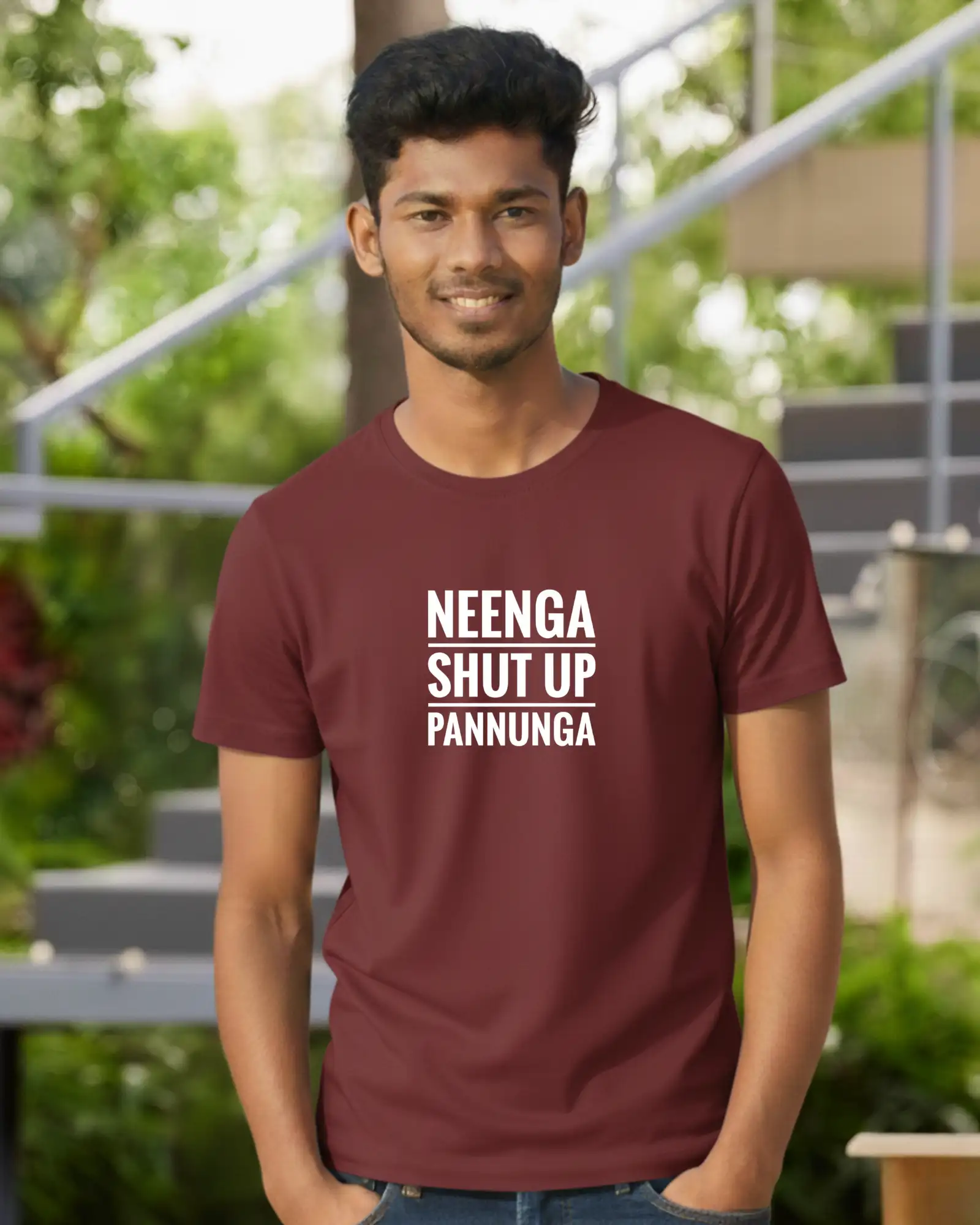 Neenga Shut Up Pannunga Round Neck Maroon - image 1