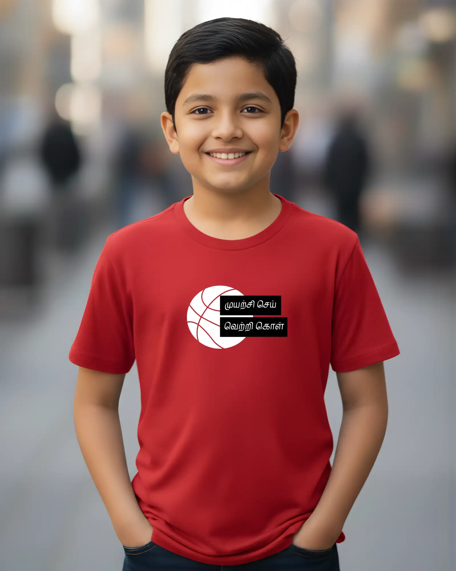 Kids Round Neck Muyarchi Sei, Vetri Kol - Red - image 1