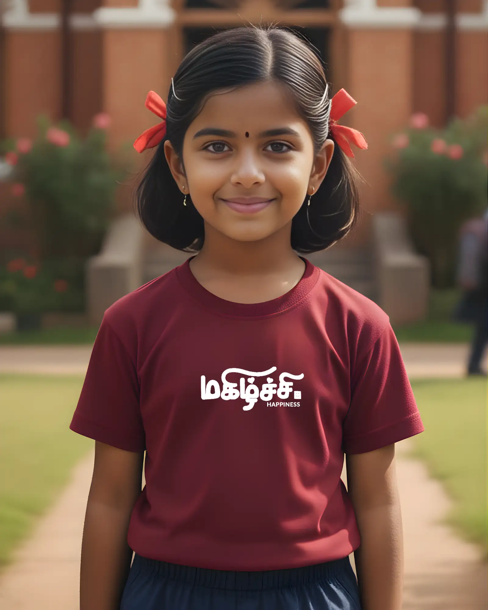 Kids Round Neck Magizhchi-Maroon - image 1