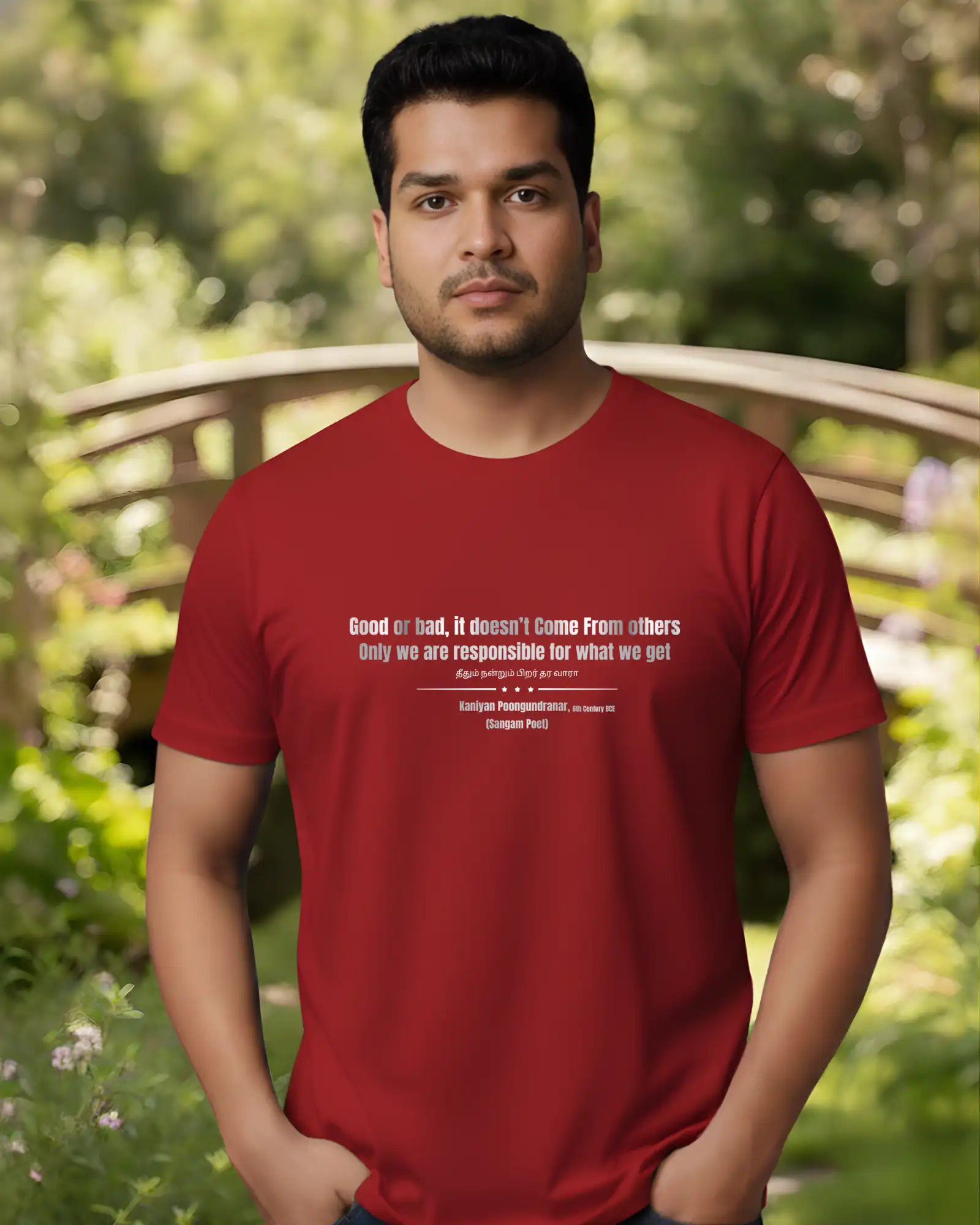 Good or Bad – Kaniyan Poonkundranar T-Shirt – red - image 1
