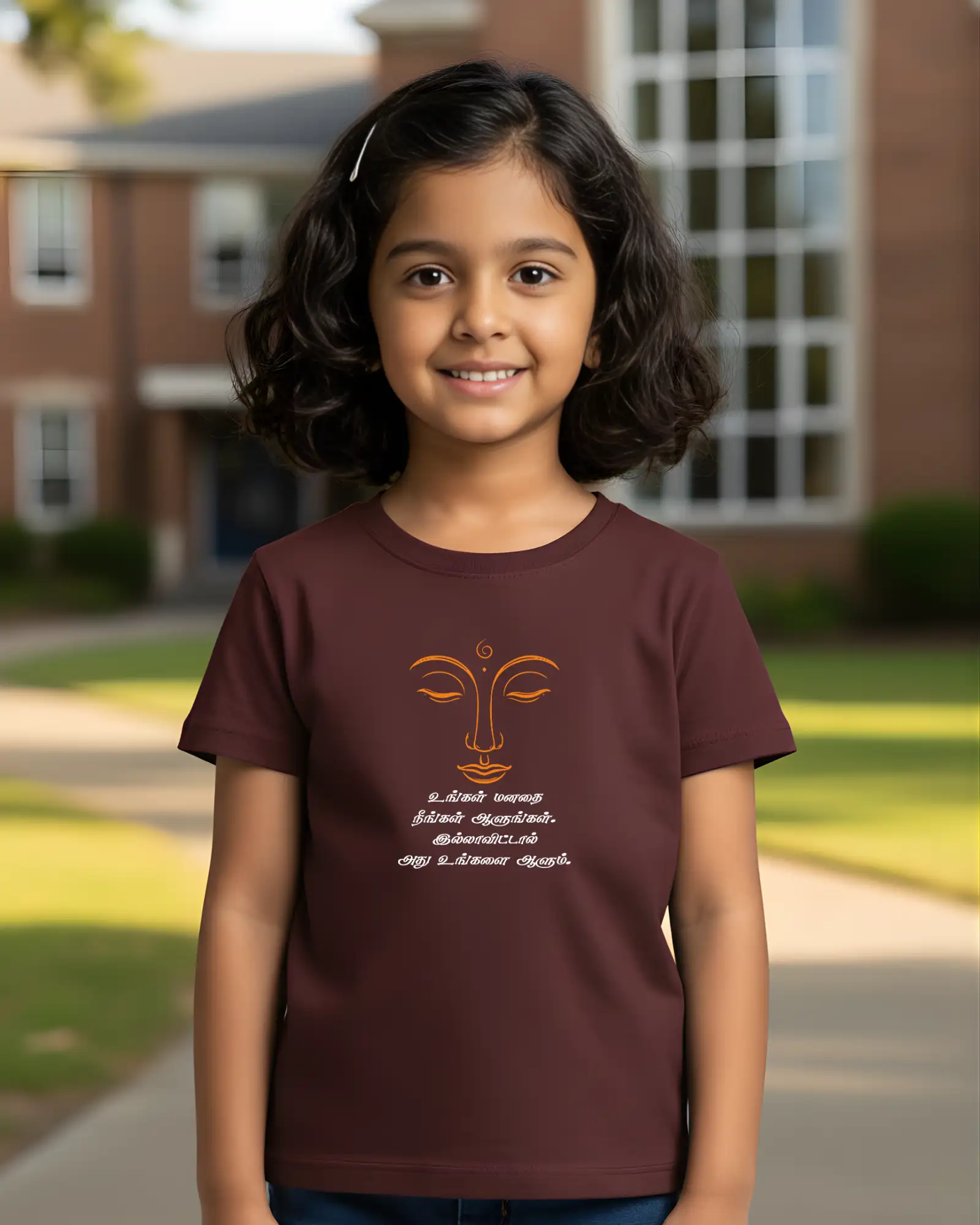 Kids Round Neck - Ungal Manadhai Neengal Aalungal - Maroon - image 1