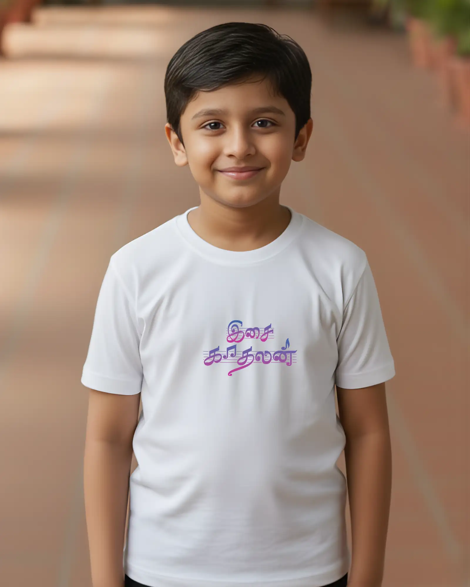 Kids Round Neck Isai Kaadhalan - White - image 1